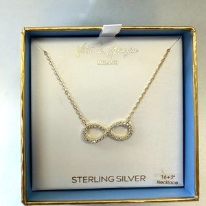 Vita di Grazia Milano Sterling Silver CZ Infinity Women Necklace 16+2 “